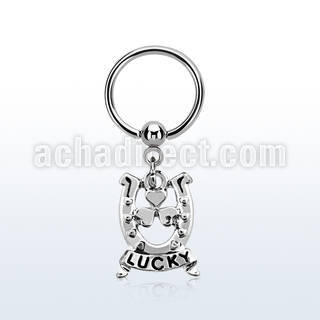 bcrs572 316l steel bcr 1.2mm w a horseshoe design w lucky banner