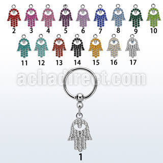 bcrs668s 316l steel bcr 1.2mm w a small hamsa design with crystal