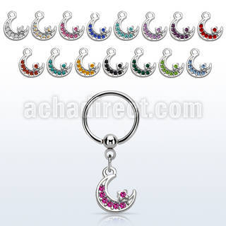 bcrs734 316l steel bcr 1.2mm w a moon with crystals