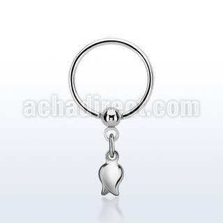 bcrs767 316l steel ball closure ring, 16g w a dangling tulip 
