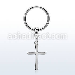 bcrscrs 316l steel ball closure ring 16g w plain simple cross