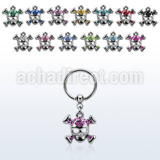 bcrssk4 steel bcr 1.2mm w a crystal studded skull w crossed bone