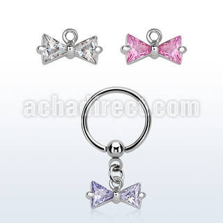 bcrsz408 316l steel ball closure ring 1.2mm w prong set cz bow