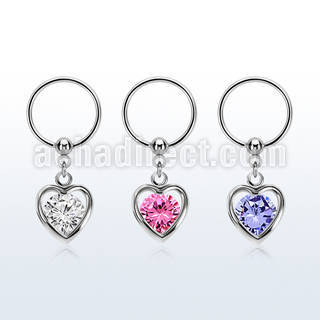 bcrsz419 aro bola presion acero 316l colgante corazon zirconia redonda medio plata distribuidor mayorista
