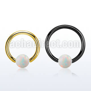 bcrt12o6 pvd plated 316l steel bcr 12g w 6mm synthetic opal ball
