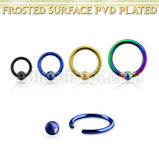 bcrt14f4 anodized steel ball closure ring, 14g w 4mm frosted ball