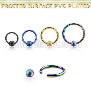 bcrt16f4 pvd plated steel ball closure ring 14g w 4mm frosted ball
