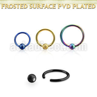 bcrt16f5 pvd plated steel ball closure ring 14g w 5mm frosted ball