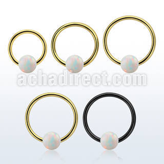 bcrt16o5 pvd plated 316l steel bcr 16g w 5mm synthetic opal ball