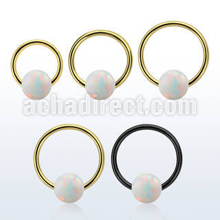 bcrt16o6 pvd plated 316l steel bcr 16g w 6mm synthetic opal ball