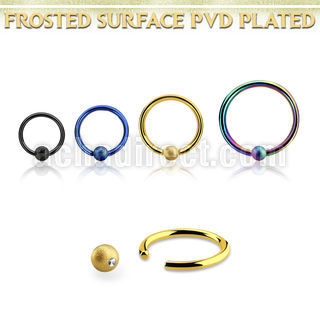 bcrt18f3 anodized steel ball closure ring, 18g w 3mm frosted ball