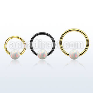 bcrt18o5 pvd plated 316l steel bcr 18g w 5mm synthetic opal ball