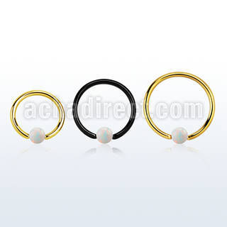 bcrt20o3 pvd plated 316l steel bcr 20g w 3mm synthetic opal ball