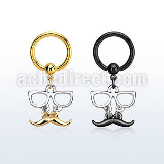 bcrtg507 anodized steel bcr w dangling mustache w glasses