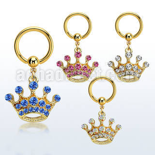 bcrtg703 gold pvd plated steel bcr 1.6mm w crystal crown