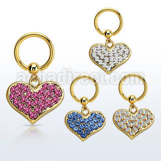 bcrtg705 gold pvd plated steel bcr 1.6mm w crystal studded heart