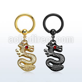 bcrtg721 gold or black pvd plated steel bcr 1.6mm w dragon