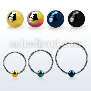 bcrtml xxl 316l steel bcr, 14g w 5mm anodized closure ball