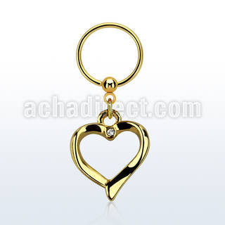 bcrts666 gold steel bcr 1.2mm w heart shape  small crystal