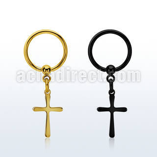 bcrtscrs pvd plated 316l stell bcr 16g w plain simple cross