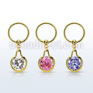 bcrtsz11 gold plated steel ball closure ring round dangling w cz