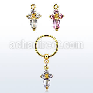 bcrtsz2 gold steel bcr 1.2mm w cross formed by prong set czs