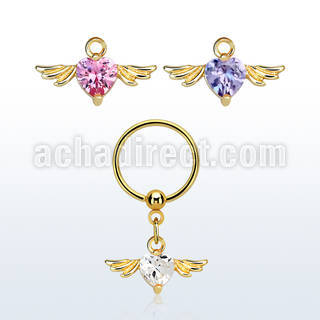 bcrtsz7 aro bola presion acero 316l pvd dorado corazon zirconia colgado alas distribuidor