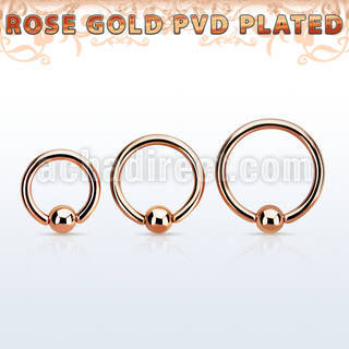 bcrtt rose gold plated 316l steel ball closure ring w 4mm ball