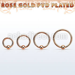 bcrtte rose gold plated 316l steel ball closure ring w 3mm ball