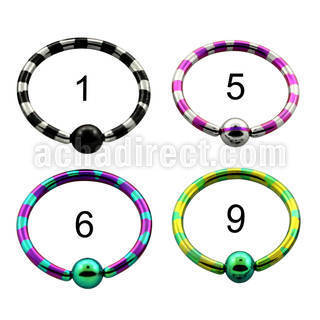 bctl14 zebra striped pvd 316l steel 4mm ball closure ring