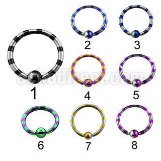 bctl16 zebra striped pvd 316l steel 3mm ball closure ring