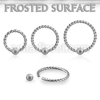 bcw18f3 ball closure ring 1mm twisted wire w 3mm frosted ball