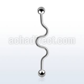 bda14 316l steel industrial zig zag barbell with a 5mm ball