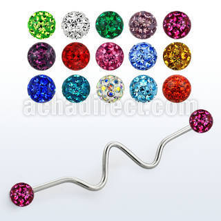 bdaf4 316l steel industrial zigzag barbell w 4mm ferido ball