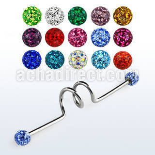 bdcf4 316l steel industrial barbell w 4mm ferido crystal ball