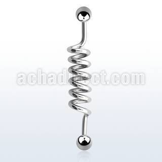 bdd14 316l steel industrial coil barbell with a 5mm ball