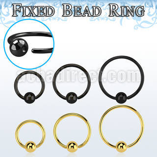 bedrt20g anodized steel fixed bead ring, 20g w a 3mm ball