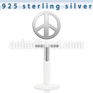 bilbp1 bio flex labret with silver peace sign shaped top