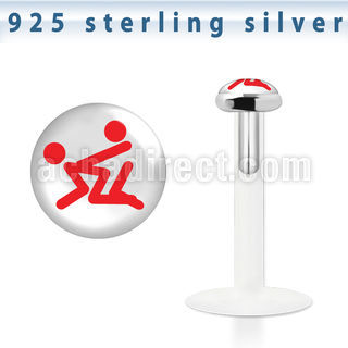 bilg31 bio flex labret w 3mm flat silver top w xxx logo