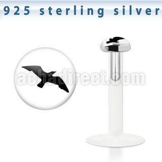 bilg39 bio flex labret w 3mm flat silver top w swallow logo