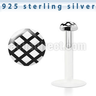 bilg42 bioflex labret w 3mm flat silver top w black mesh logo