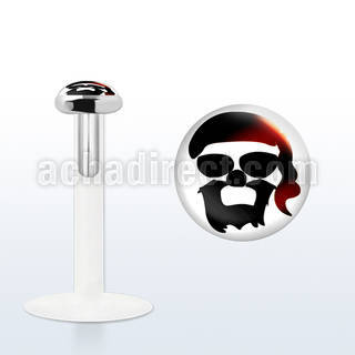 bilg7 bioflex labret w 3mm pirate head flat silver logo top