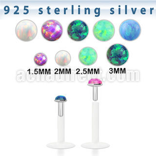 bilo bio flex labret w silver top w 1.5 3 mm synthetic opal