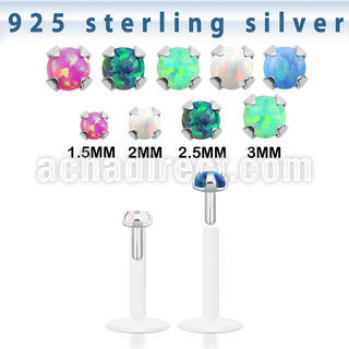 bilpo bio flex labret w prong set 1.5  3mm synthetic opal