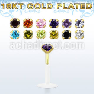 bilz3rg bioflex labret w gold silver w round 3mm prong set cz