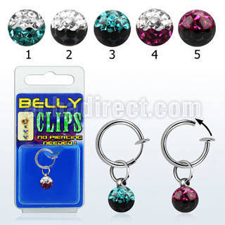 blcpt117e fake belly clip w 5mm 2 color crystal in package