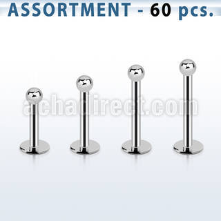 blk03e bulk of 316l steel 1 0mm labrets with 2mm ball