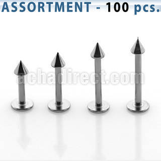 blk04b bulk of 316l steel 1 2mm labret with 2 5mm cone