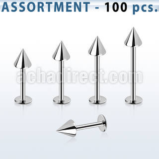 blk04d bulk of 1 2mm 316l steel labrets with 4mm cone