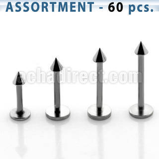 blk04e bulk of 316l steel 1 0mm labrets with 2mm cone